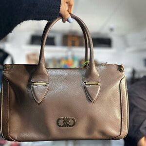 Salvatore Ferragamo Iridescent Leather Top-Handle Bag